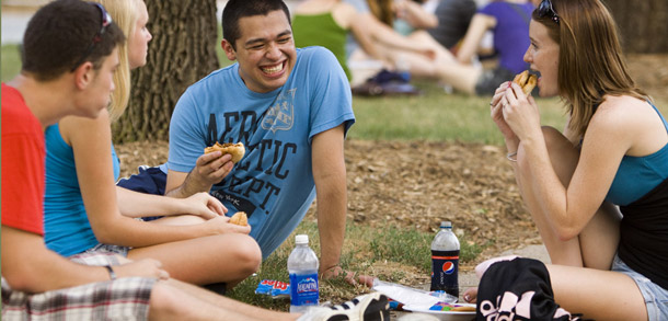 Students enjoying Pepsi